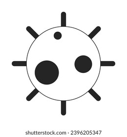 Virus epidemic black and white 2D line cartoon object. Disease infectious isolated vector outline item. Sars eris omicron virus. Acute disease. Influenza outbreak monochromatic flat spot illustration
