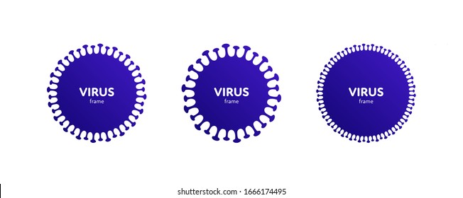 Virus epidemic concept. Vector modern flat illustration. Coronavirus shape frame set with copyspace for text isolated on white background. Design element for medicine banner, infographic, web, poster.