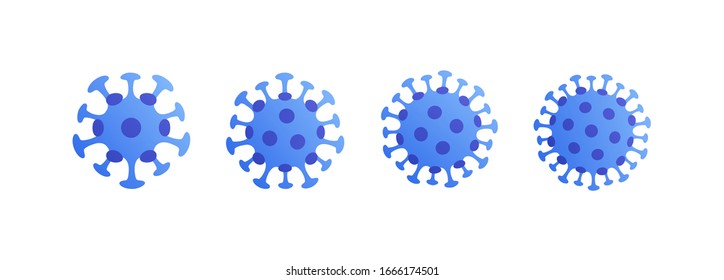 Concepto de epidemia de virus. Conjunto moderno de ilustración plana vectorial. Símbolos coronavirus aislados en fondo blanco. Elemento de diseño para banner de medicina, infografía, web, afiche.