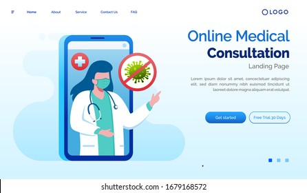 Virus epidemic landing page website illustration flat vector template eps