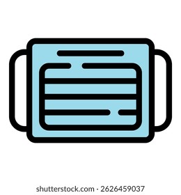 Virus face mask icon. Outline virus face mask vector icon color flat isolated