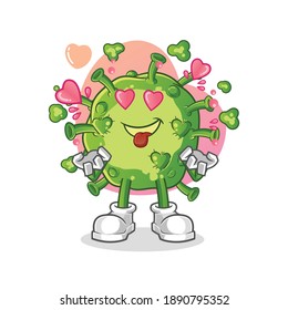 virus fallin love vector. cartoon character