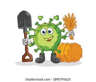 virus farmer mascot. cartoon vector