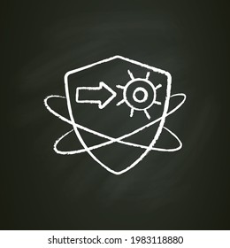 Virus fight chalk icon. Antiviral treatment. Immunity strengthening concept. Immunology. Body defence system. Health care, disease prevention. Isolated vector illustration on chalkboard