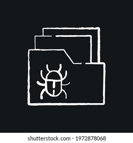 Virus file chalk icon. Phishing and Spam. Hacking. Vector isolated black illustration.