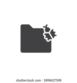 Virus file folder vector icon. filled flat sign for mobile concept and web design. Document folder with virus bug glyph icon. Symbol, logo illustration. Vector graphics