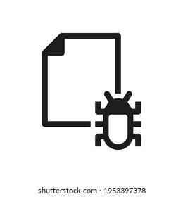 Virus file icon and document with bug sign symbol
