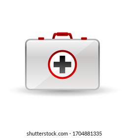 Virus first aid help kit box icon