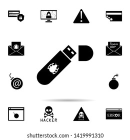 virus in flash card icon. Universal set of hacker for website design and development, app development