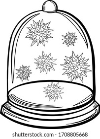 virus in flask protection illustration vector clip art medicine graphic isolate banner poster outline disease tattoo quarantine