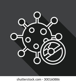virus flat icon with long shadow, line icon