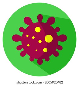 icono plano de virus. Botón colorido redondo, signo vector circular de vacunación, ilustración del logotipo