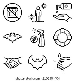 Virus Flat Icon Set Isolated On White Background