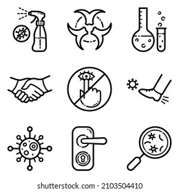 Virus Flat Icon Set Isolated On White Background