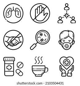 Virus Flat Icon Set Isolated On White Background