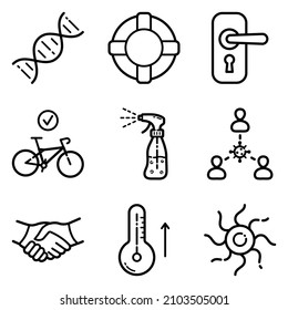 Virus Flat Icon Set Isolated On White Background