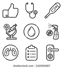 Conjunto De Iconos Planos De Virus Aislados En Fondo Blanco