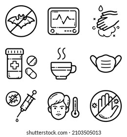 Conjunto De Iconos Planos De Virus Aislados En Fondo Blanco