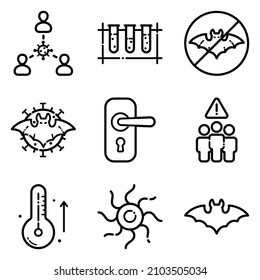Virus Flat Icon Set Isolated On White Background