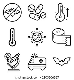 Virus Flat Icon Set Isolated On White Background