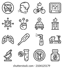 Conjunto De Iconos Planos De Virus Aislados En Fondo Blanco