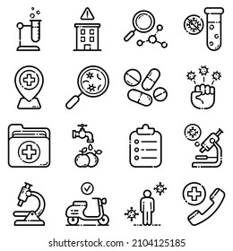 Virusflat-Symbolsatz einzeln auf weißem Hintergrund