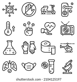 Virus Flat Icon Set Isolated On White Background