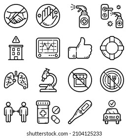Virus Flat Icon Set Isolated On White Background