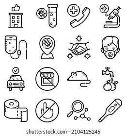 Virus Flat Icon Set Isolated On White Background