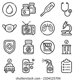 Conjunto De Iconos Planos De Virus Aislados En Fondo Blanco