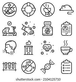Virus Flat Icon Set Isolated On White Background