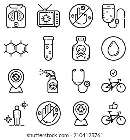 Virus Flat Icon Set Isolated On White Background