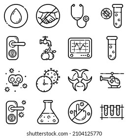 Virusflat-Symbolsatz einzeln auf weißem Hintergrund