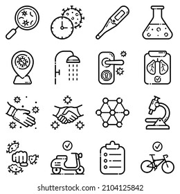 Conjunto De Iconos Planos De Virus Aislados En Fondo Blanco