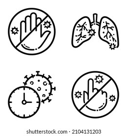 Virusflat-Symbolsatz einzeln auf weißem Hintergrund