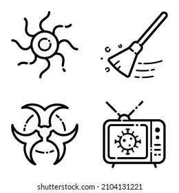 Conjunto De Iconos Planos De Virus Aislados En Fondo Blanco