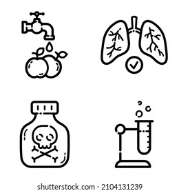 Virus Flat Icon Set Isolated On White Background