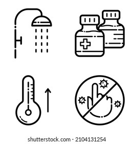 Virus Flat Icon Set Isolated On White Background