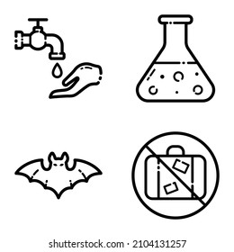Virus Flat Icon Set Isolated On White Background