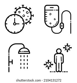 Virus Flat Icon Set Isolated On White Background