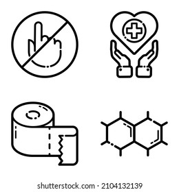 Virus Flat Icon Set Isolated On White Background