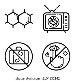 Virus Flat Icon Set Isolated On White Background