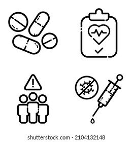 Virus Flat Icon Set Isolated On White Background
