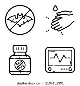 Virus Flat Icon Set Isolated On White Background