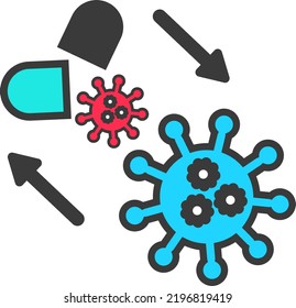 icono plano virus vectorial mano