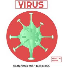 Virus flat illustration, green gradient, in the middle, section, blood. EPS 10 vector