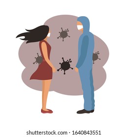 Virus flat illustration for web design, book, poster, ads, package, postcard, coloring and magazine