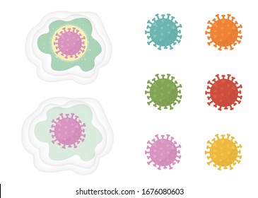Virus flat vector illustration. Coronavirus. infection. 2019-nvoc virus.corona virus microbe. virus cell.