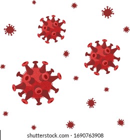 Virus germs bacteria flowing vector or lots of bacterium microorganism backdrop isolated on white background flat cartoon illustration, science concept