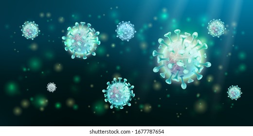 Virusgrippe oder Bakterieninfektionszellen. Coronavirus 2019-ncov-Krankheit Zellen Hintergrund.